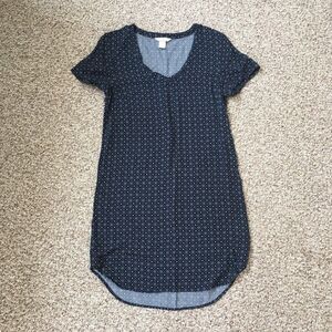 H&M Oversized Casual High Low Dress Navy Blue Size 0 Small Boho Lagenlook